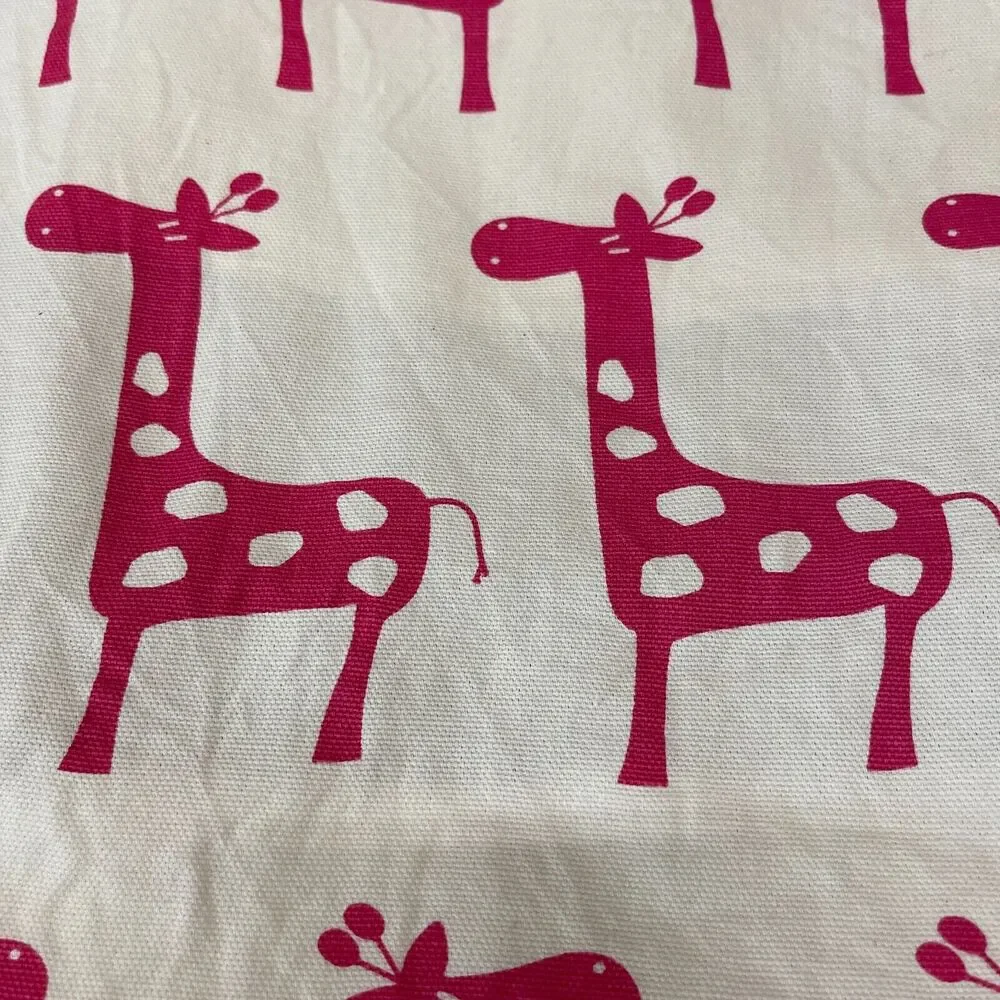 Set of 2 Whimsical Giraffe Curtains 76x50 Pink on White Custom Window Panels